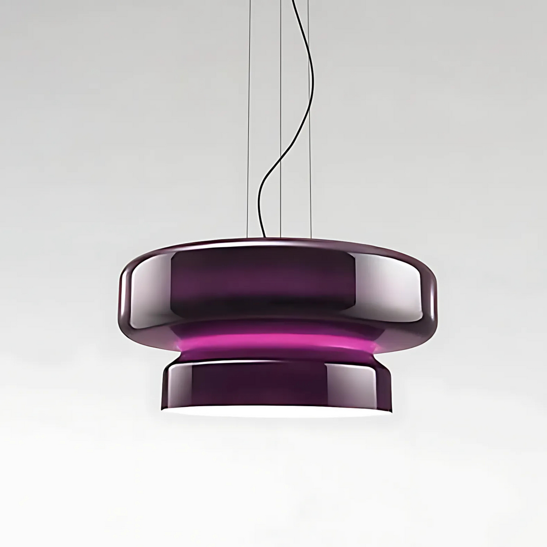 VitraGlow: Lampada a sospensione in vetro dal design moderno – Lampada a due livelli per soggiorno e sala da pranzo