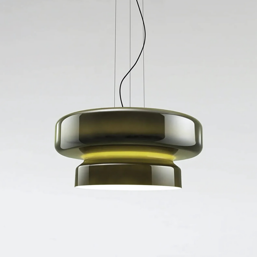 VitraGlow: Lampada a sospensione in vetro dal design moderno – Lampada a due livelli per soggiorno e sala da pranzo