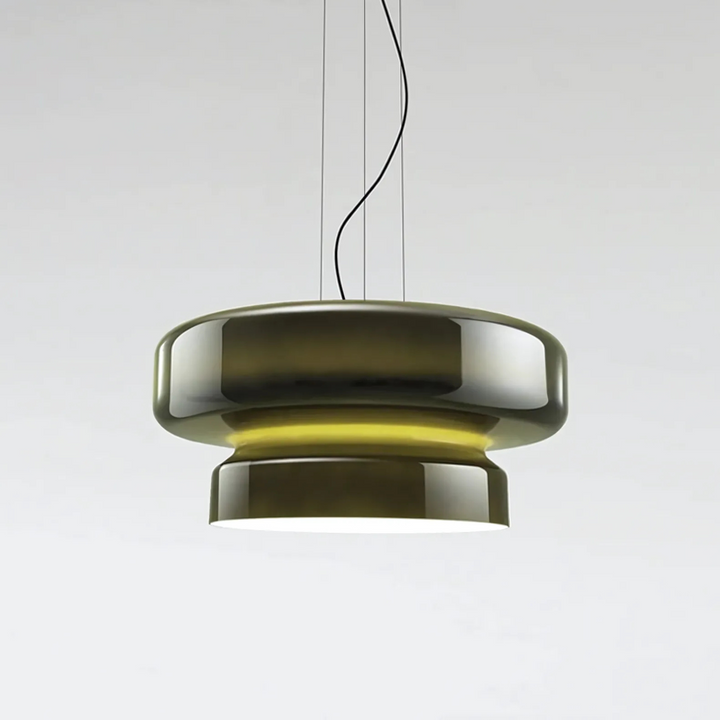 VitraGlow: Lampada a sospensione in vetro dal design moderno – Lampada a due livelli per soggiorno e sala da pranzo