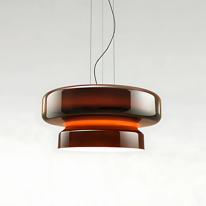 VitraGlow: Lampada a sospensione in vetro dal design moderno – Lampada a due livelli per soggiorno e sala da pranzo