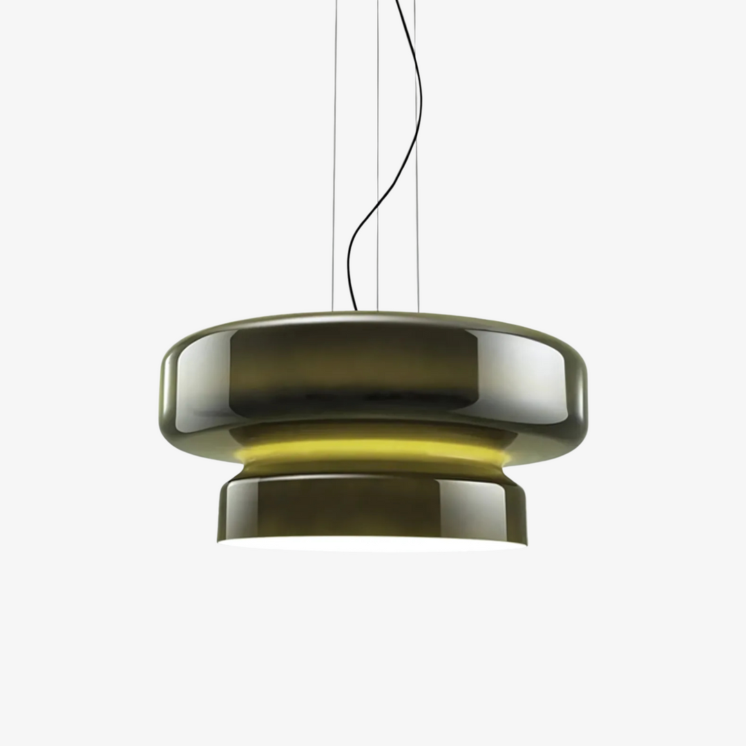VitraGlow: Lampada a sospensione in vetro dal design moderno – Lampada a due livelli per soggiorno e sala da pranzo
