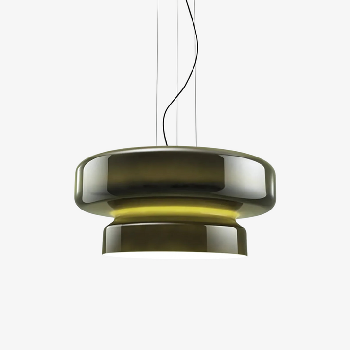 VitraGlow: Lampada a sospensione in vetro dal design moderno – Lampada a due livelli per soggiorno e sala da pranzo