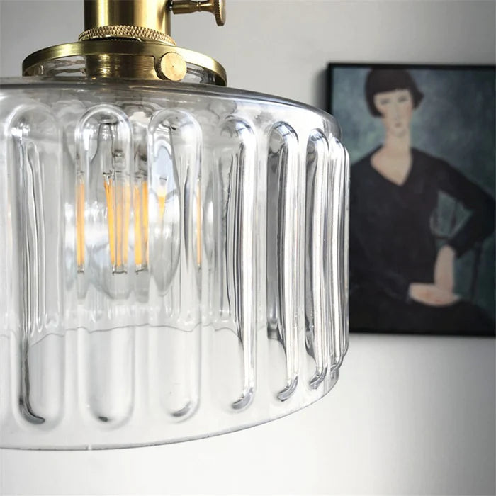 VitraLume: Lampada a sospensione in vetro vintage – Lampada a sospensione retro con dettagli in ottone