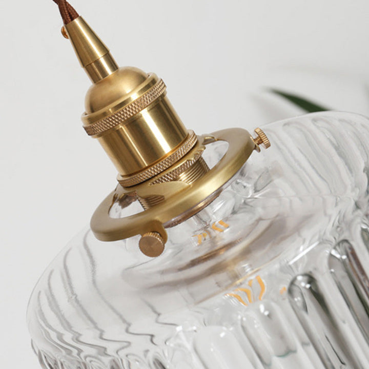VitraLume: Lampada a sospensione in vetro vintage – Lampada a sospensione retro con dettagli in ottone