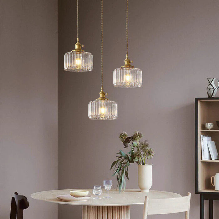 VitraLume: Lampada a sospensione in vetro vintage – Lampada a sospensione retro con dettagli in ottone