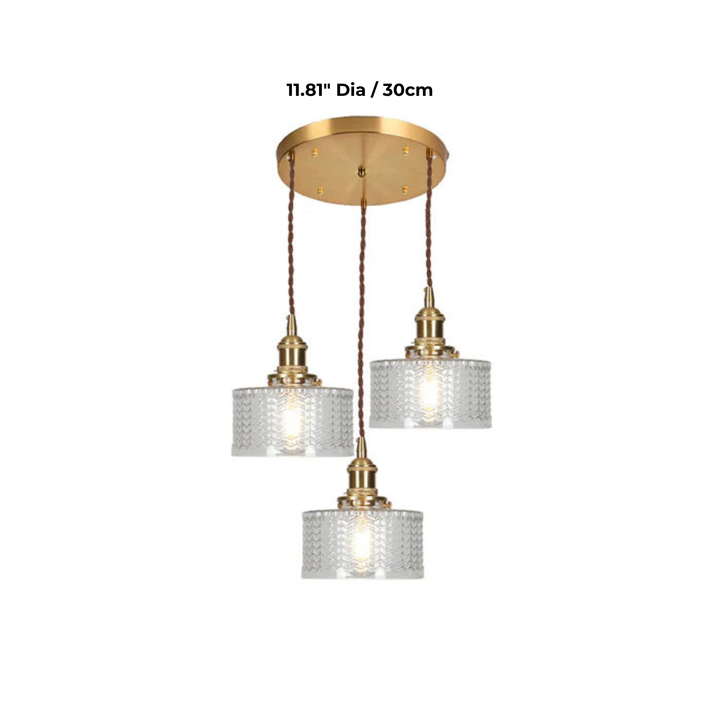 VitraLume: Lampada a sospensione in vetro vintage – Lampada a sospensione retro con dettagli in ottone