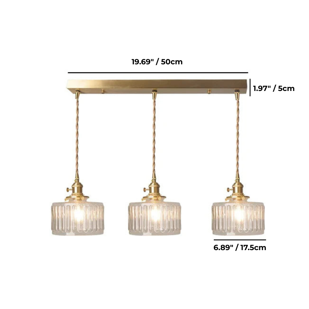 VitraLume: Lampada a sospensione in vetro vintage – Lampada a sospensione retro con dettagli in ottone
