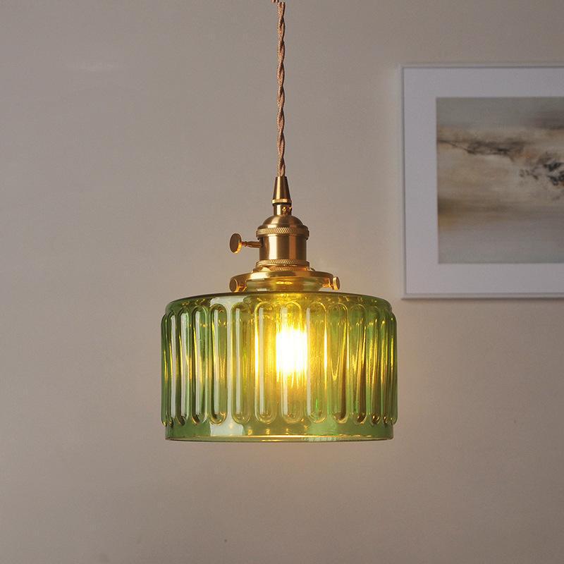 VitraLume: Lampada a sospensione in vetro vintage – Lampada a sospensione retro con dettagli in ottone