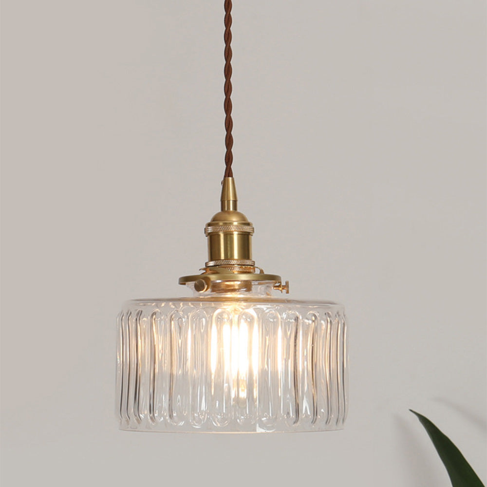 VitraLume: Lampada a sospensione in vetro vintage – Lampada a sospensione retro con dettagli in ottone