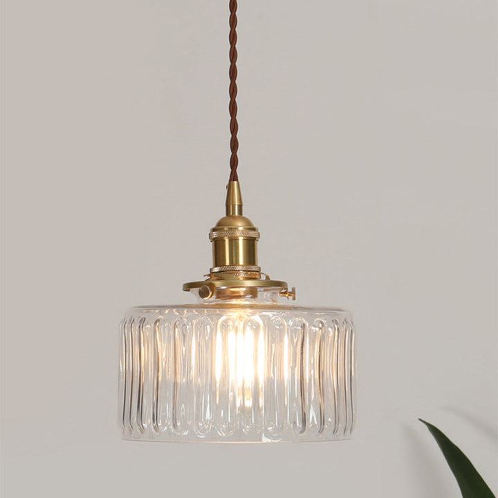VitraLume: Lampada a sospensione in vetro vintage – Lampada a sospensione retro con dettagli in ottone