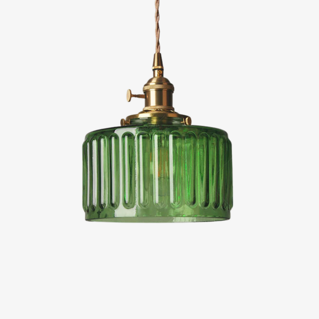 VitraLume: Lampada a sospensione in vetro vintage – Lampada a sospensione retro con dettagli in ottone