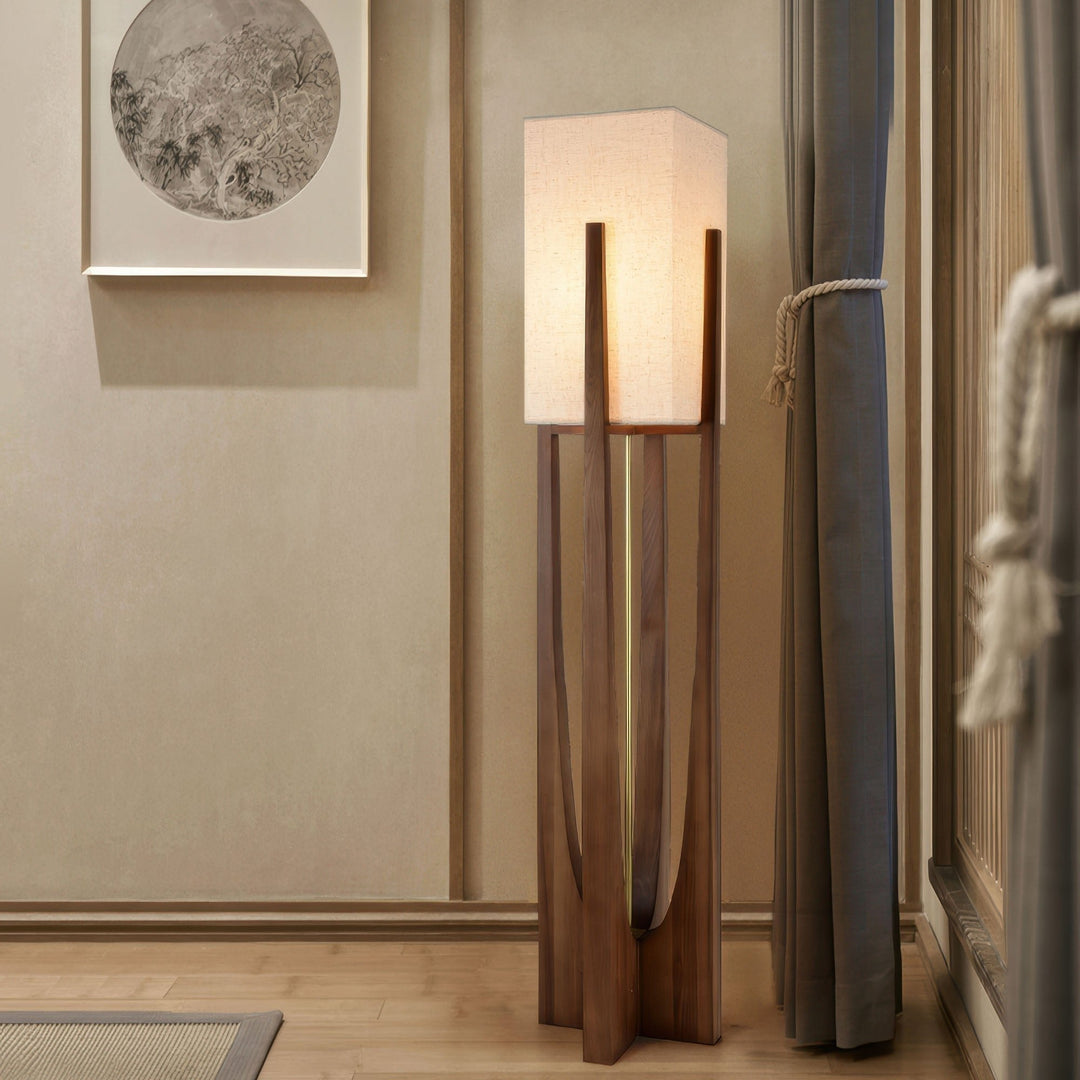 WabiLuma: Lampada da terra LED in tessuto e legno – stile e design giapponese