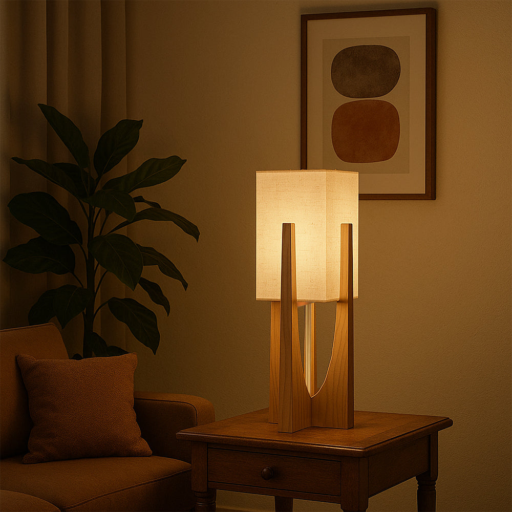 WabiLuma: Lampada da terra LED in tessuto e legno – stile e design giapponese