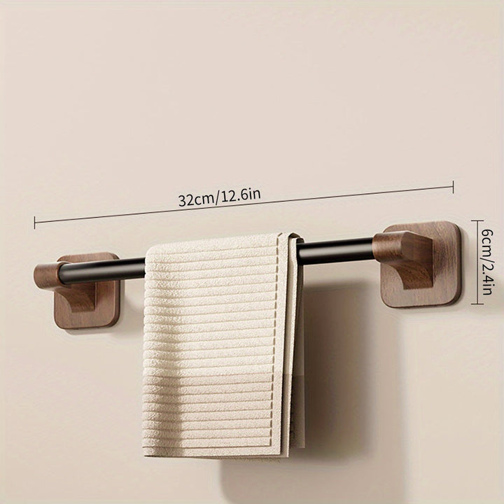 WalnussStil: Porta asciugamani da bagno – elegante supporto in alluminio con effetto legno, salvaspazio e decorativo senza forare