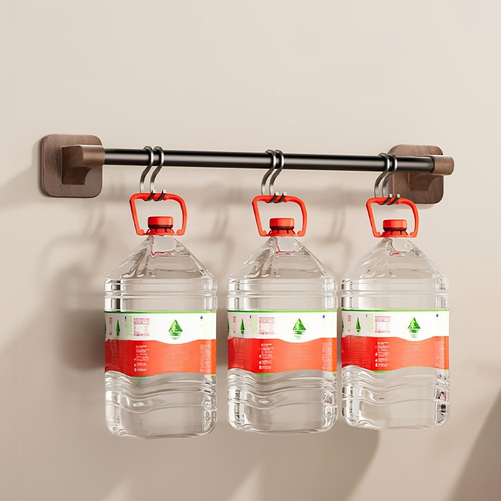 WalnussStil: Porta asciugamani da bagno – elegante supporto in alluminio con effetto legno, salvaspazio e decorativo senza forare