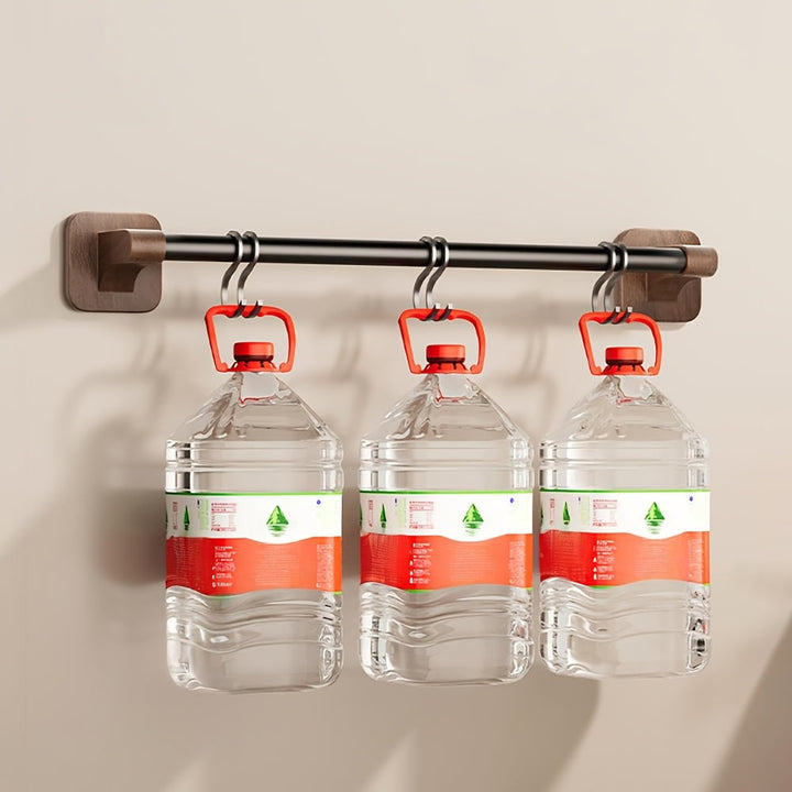 WalnussStil: Porta asciugamani da bagno – elegante supporto in alluminio con effetto legno, salvaspazio e decorativo senza forare