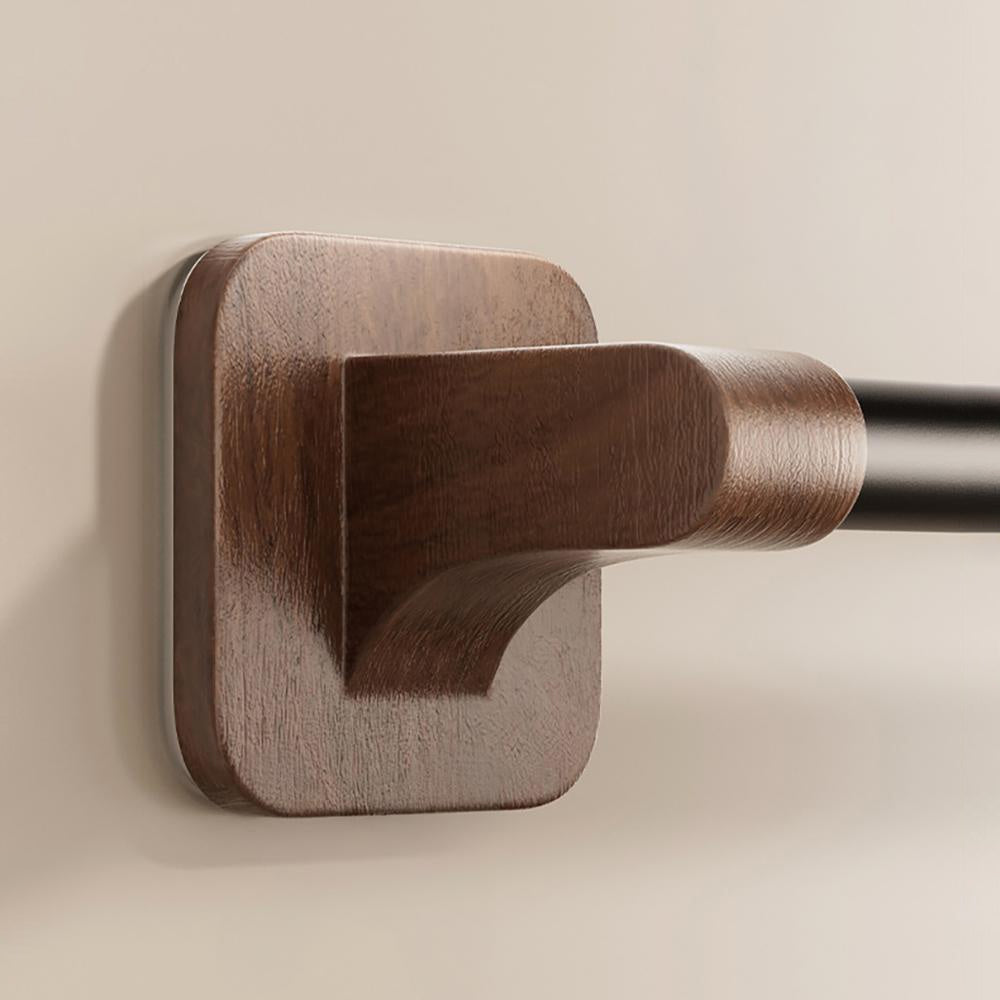 WalnussStil: Porta asciugamani da bagno – elegante supporto in alluminio con effetto legno, salvaspazio e decorativo senza forare