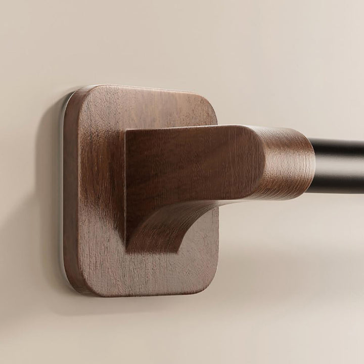 WalnussStil: Porta asciugamani da bagno – elegante supporto in alluminio con effetto legno, salvaspazio e decorativo senza forare