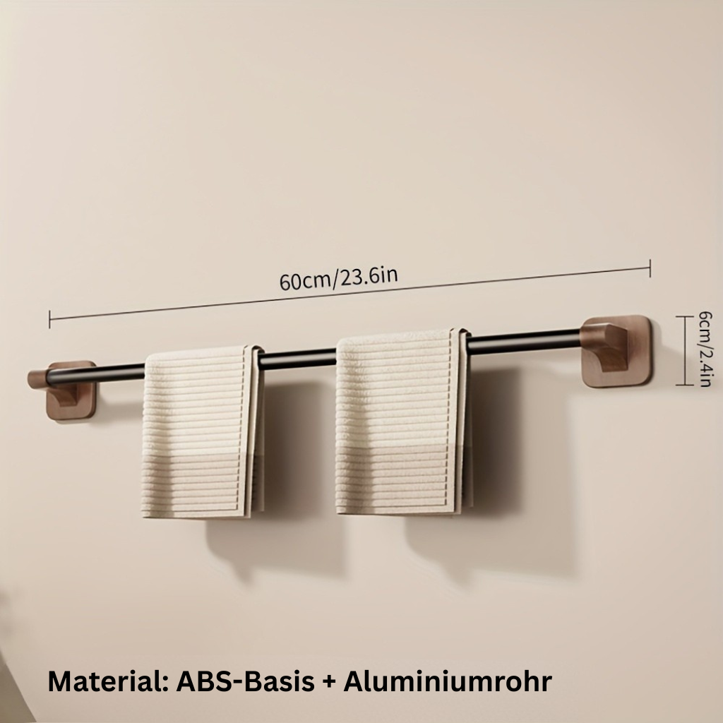 WalnussStil: Porta asciugamani da bagno – elegante supporto in alluminio con effetto legno, salvaspazio e decorativo senza forare