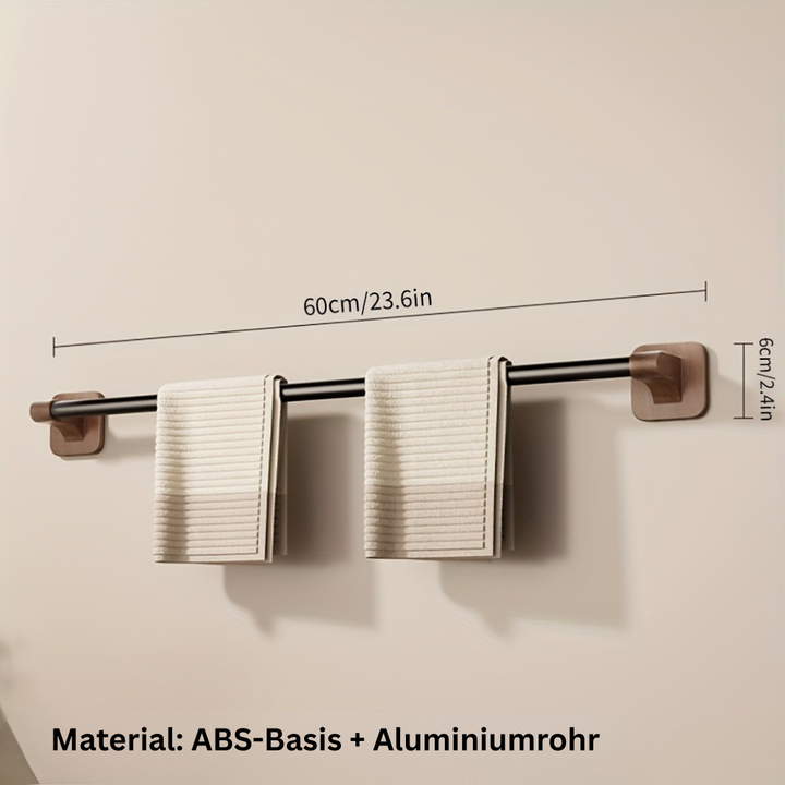 WalnussStil: Porta asciugamani da bagno – elegante supporto in alluminio con effetto legno, salvaspazio e decorativo senza forare