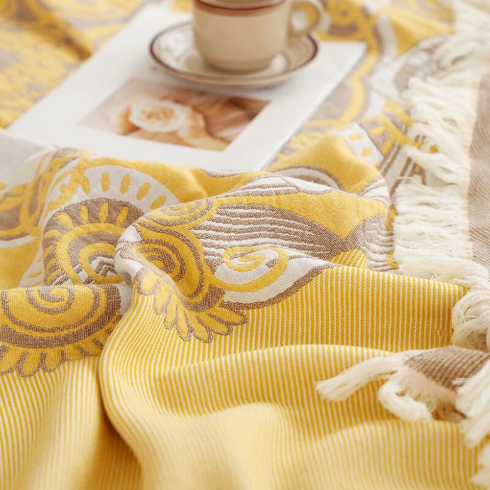 WandernBoho: Coperta in cotone elegante con motivo geometrico e look Boho – per aree living e notte