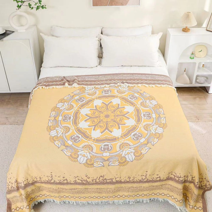 WandernBoho: Coperta in cotone elegante con motivo geometrico e look Boho – per aree living e notte