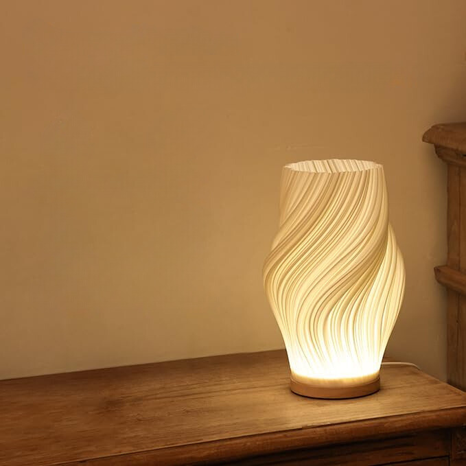 WaveLume: Lampada da tavolo moderna con forma a onda – Elegante lampada LED per soggiorno e camera da letto