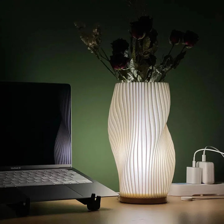 WaveLume: Lampada da tavolo moderna con forma a onda – Elegante lampada LED per soggiorno e camera da letto