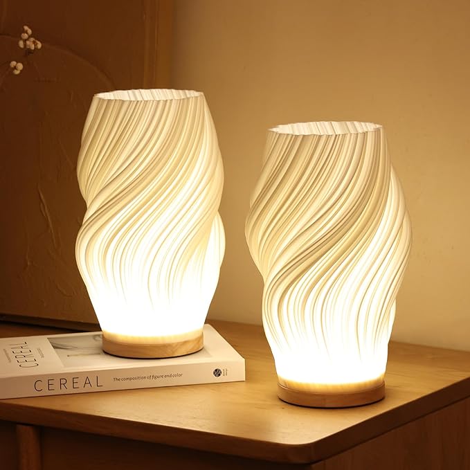 WaveLume: Lampada da tavolo moderna con forma a onda – Elegante lampada LED per soggiorno e camera da letto