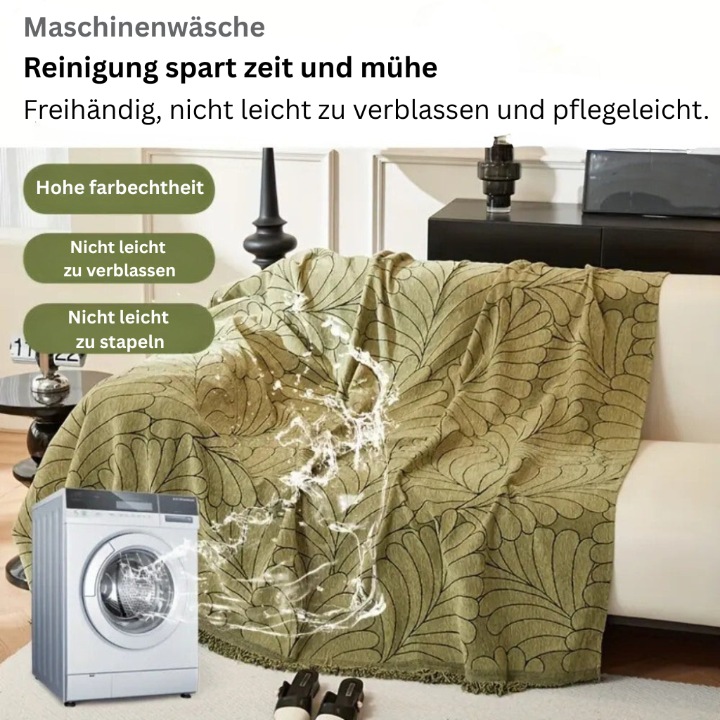 WedelEleganz: Copertura per divano in jacquard a motivo foglia in cotone e poliestere con design reversibile – per divano e soggiorno