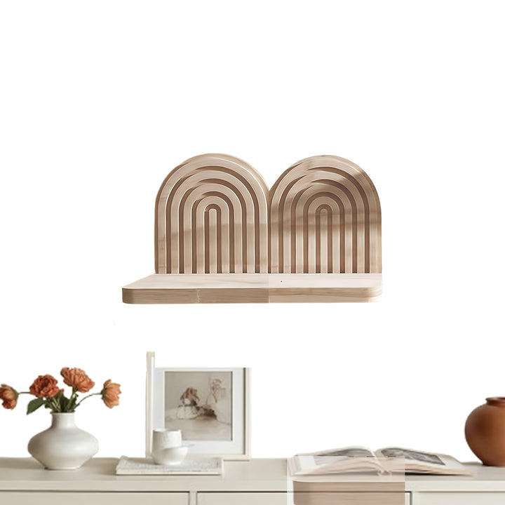 WeissBogen: Mensola da parete in legno – decorativa, sospesa e appesa nello stile Boho moderno con struttura a scanalature per soggiorno e bagno