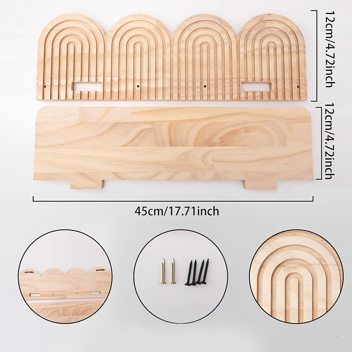WeissBogen: Mensola da parete in legno – decorativa, sospesa e appesa nello stile Boho moderno con struttura a scanalature per soggiorno e bagno