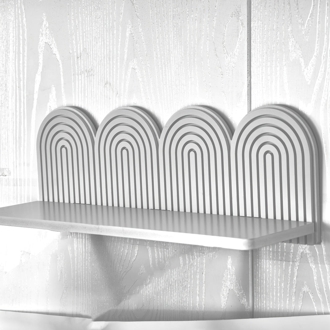 WeissBogen: Mensola da parete in legno – decorativa, sospesa e appesa nello stile Boho moderno con struttura a scanalature per soggiorno e bagno