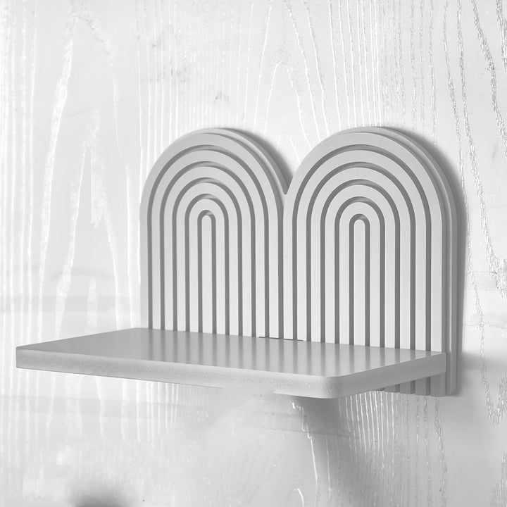WeissBogen: Mensola da parete in legno – decorativa, sospesa e appesa nello stile Boho moderno con struttura a scanalature per soggiorno e bagno