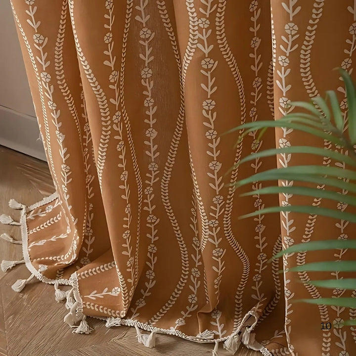 WeizenZauber: Tenda con motivo ricamato e frange – decorativa in stile country