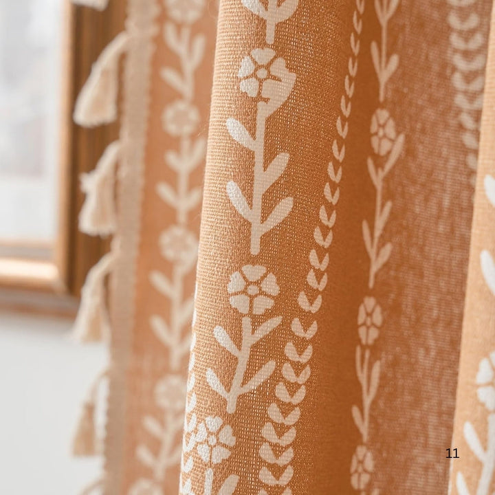 WeizenZauber: Tenda con motivo ricamato e frange – decorativa in stile country