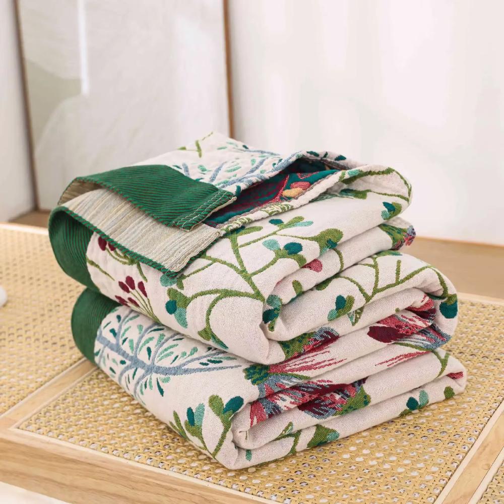 WildblumenZauber: Coperte in cotone biologico con texture soffice e look elegante – per divano e lounge