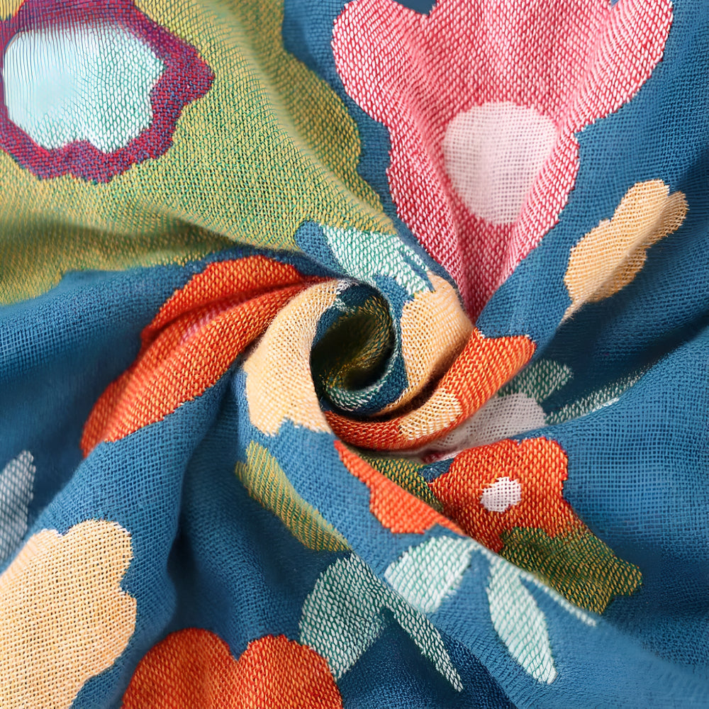 Fioritura di Fiori Selvatici: Coperta in Cotone Elegante con Motivo Floreale e Qualità Morbida – per Ambienti di Vita e Notte