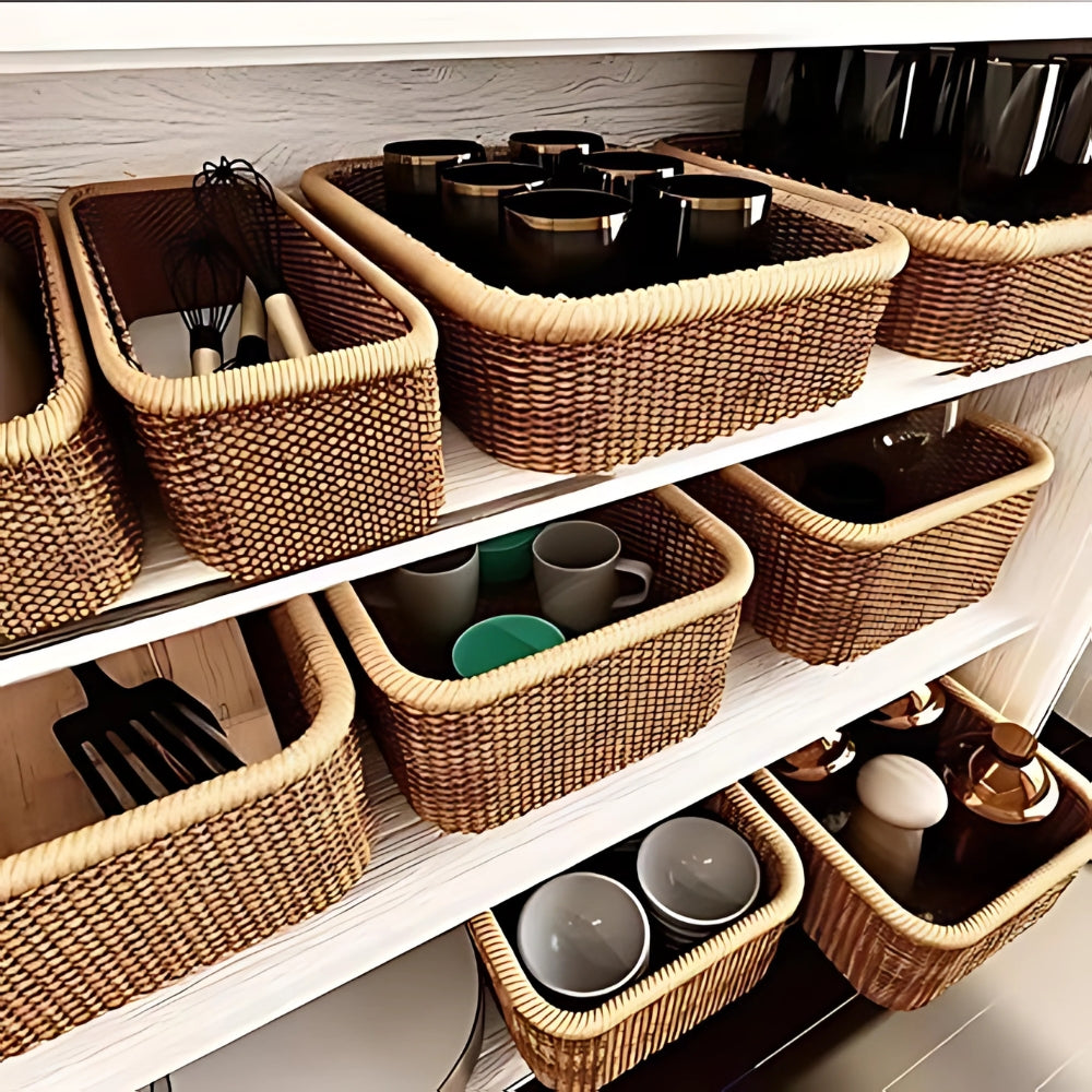 WohnAkzent: cesto rettangolare per la conservazione in stile Boho – robusto, leggero e versatile per la casa e la decorazione