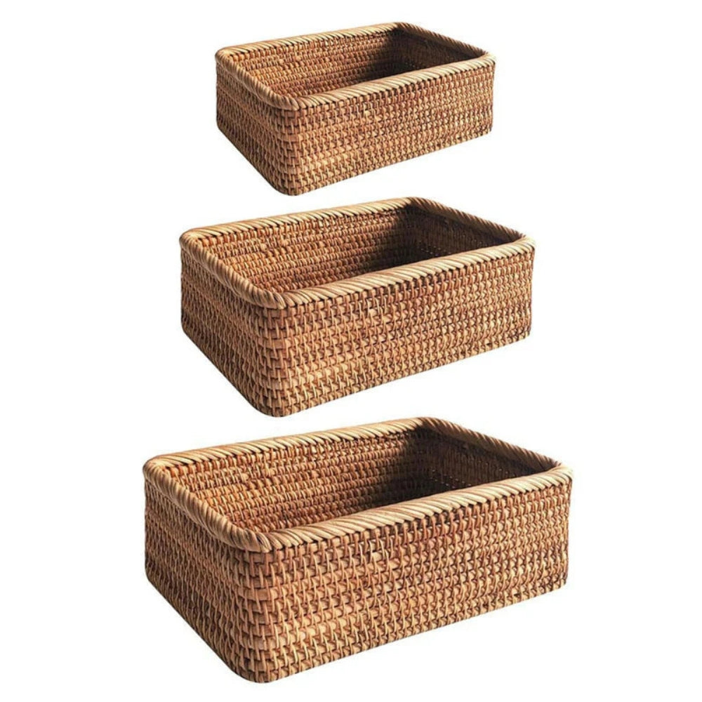 WohnAkzent: cesto rettangolare per la conservazione in stile Boho – robusto, leggero e versatile per la casa e la decorazione