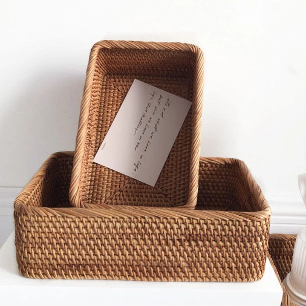 WohnAkzent: cesto rettangolare per la conservazione in stile Boho – robusto, leggero e versatile per la casa e la decorazione