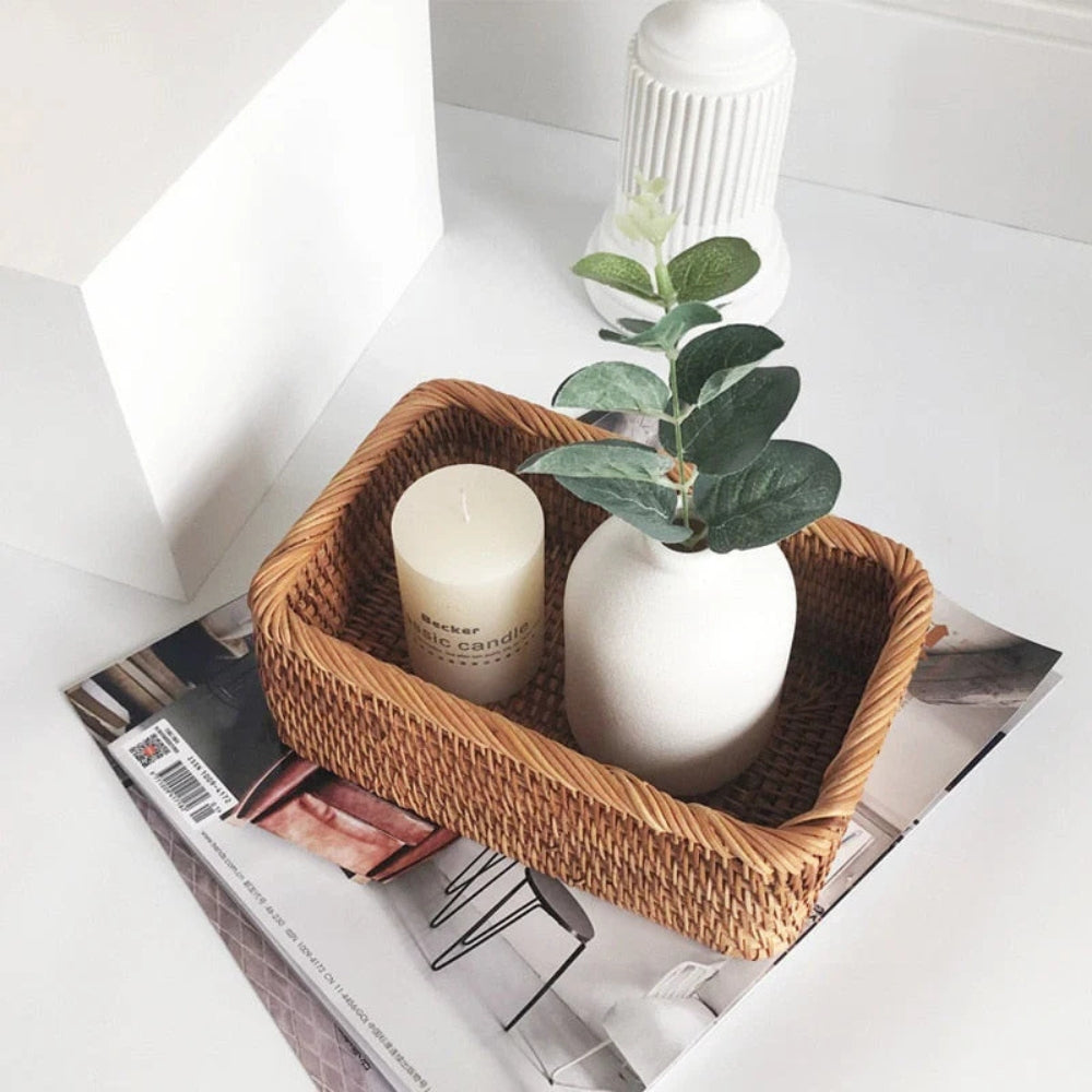 WohnAkzent: cesto rettangolare per la conservazione in stile Boho – robusto, leggero e versatile per la casa e la decorazione