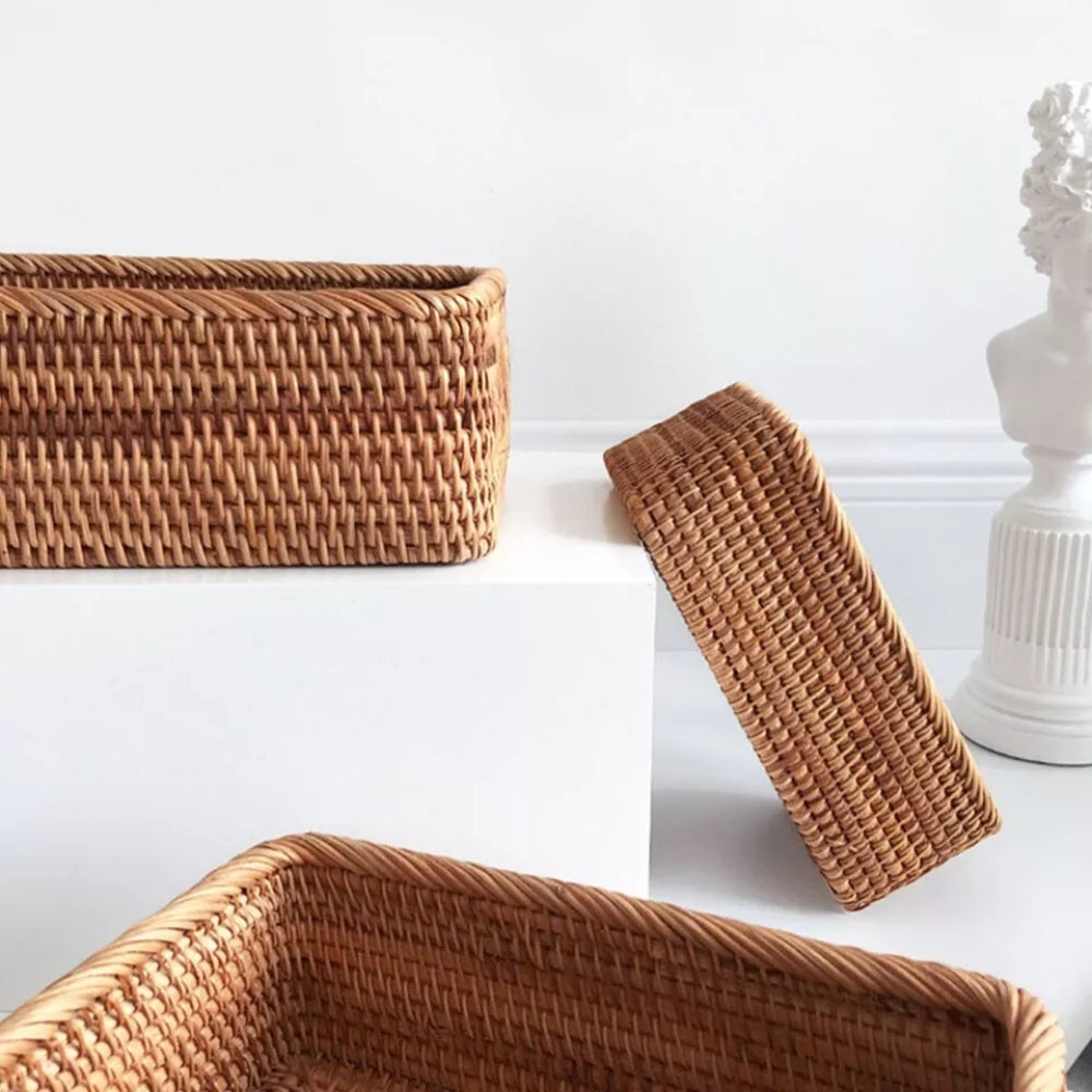 WohnAkzent: cesto rettangolare per la conservazione in stile Boho – robusto, leggero e versatile per la casa e la decorazione