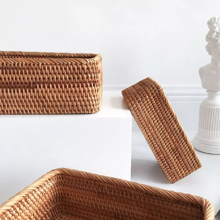 WohnAkzent: cesto rettangolare per la conservazione in stile Boho – robusto, leggero e versatile per la casa e la decorazione