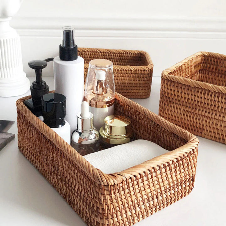 WohnAkzent: cesto rettangolare per la conservazione in stile Boho – robusto, leggero e versatile per la casa e la decorazione