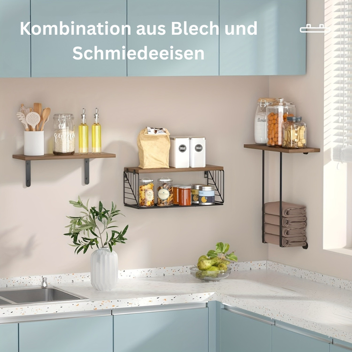 WohnAmbiente: Porta Asciugamani per Bagno – set di mensole moderne in legno, decorative e funzionali per bagno, cucina e soggiorno