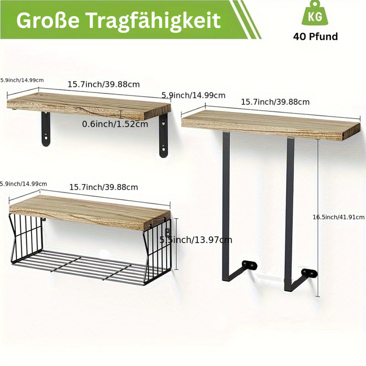 WohnAmbiente: Porta Asciugamani per Bagno – set di mensole moderne in legno, decorative e funzionali per bagno, cucina e soggiorno