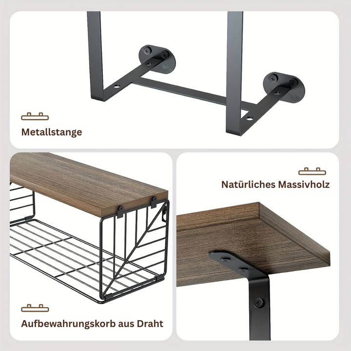WohnAmbiente: Porta Asciugamani per Bagno – set di mensole moderne in legno, decorative e funzionali per bagno, cucina e soggiorno