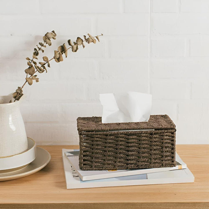 WohnCharme: Scatola per fazzoletti in rattan – rustica, elegante e pratica per tavolo e comò