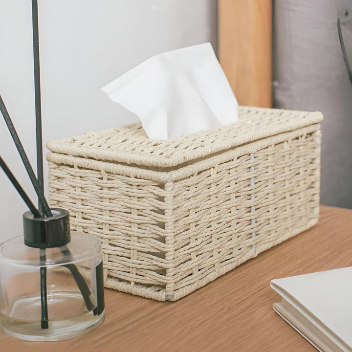 WohnCharme: Scatola per fazzoletti in rattan – rustica, elegante e pratica per tavolo e comò